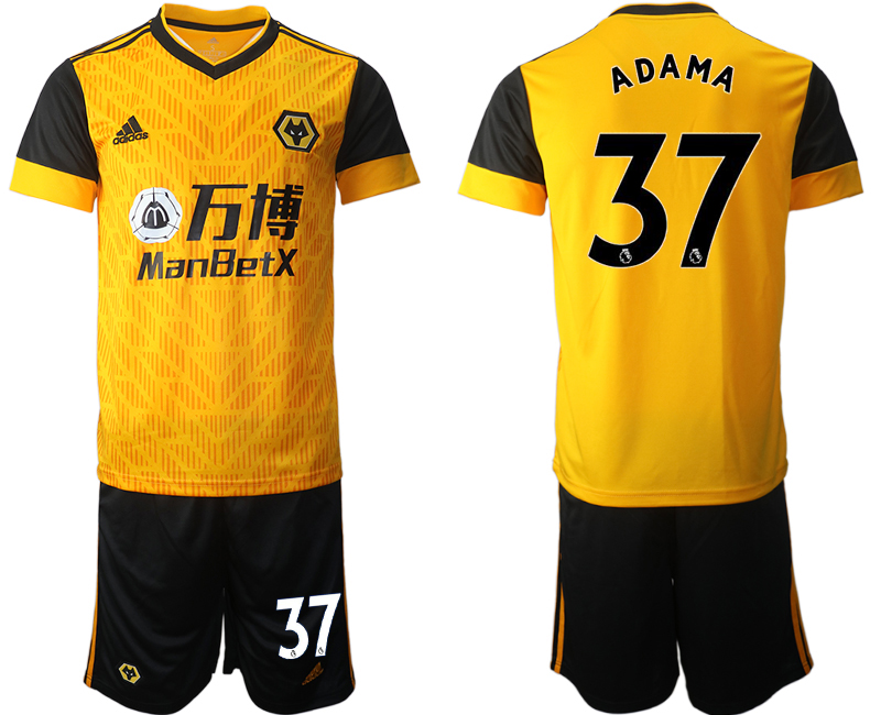 Men 2020-2021 club Wolverhampton Rangers home #37 yellow Soccer Jerseys